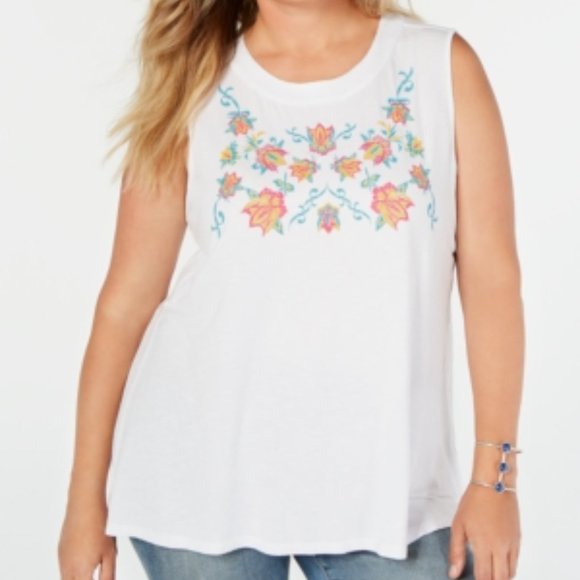 NWT Style & Co. Plus Embroidered Hi-Low Tank #4 - Picture 4 of 5